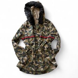 Camo Faux Fur Hooded Jacket‎